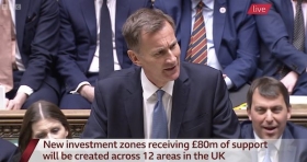 Chancellor delivering his speech in the Commons today (courtesy of BBC)
